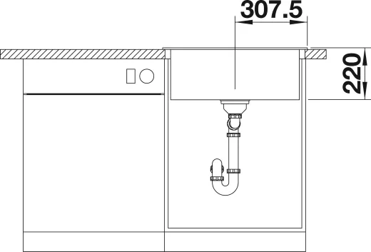 BLANCO Kchensple Pleon 6 Silgranit PuraDurII Granitsple / Einbausple Ablaufsystem InFino mit Drehknopfventil