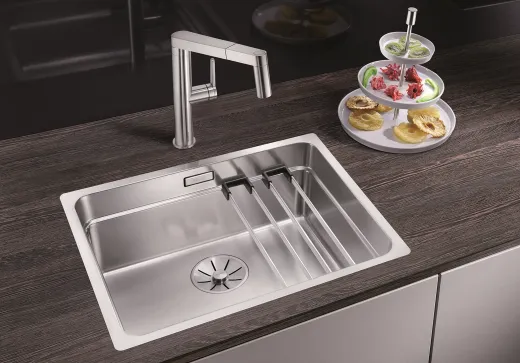 BLANCO Kchensple Etagon 500-IF Edelstahlsple / Einbausple Flachrand mit Ablaufsystem InFino und Handbettigung