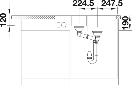 BLANCO Kchensple Legra 6 S Compact Silgranit PuraDurII Granitsple / Einbausple mit Handbettigung