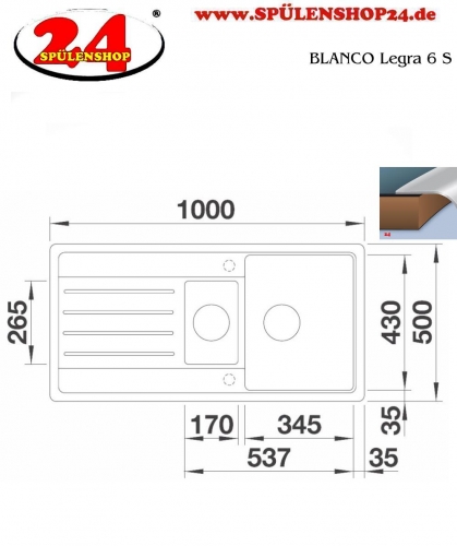 BLANCO Kchensple Legra 6 S Silgranit PuraDurII Granitsple / Einbausple mit Handbettigung
