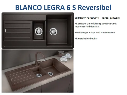 BLANCO Kchensple Legra 6 S Silgranit PuraDurII Granitsple / Einbausple mit Handbettigung