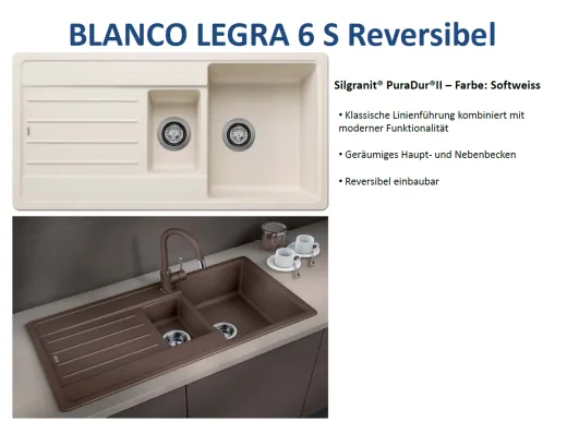 BLANCO Kchensple Legra 6 S Silgranit PuraDurII Granitsple / Einbausple mit Handbettigung
