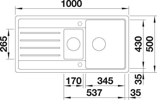 BLANCO Kchensple Legra 6 S Silgranit PuraDurII Granitsple / Einbausple mit Handbettigung