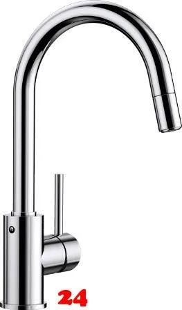BLANCO Kchenarmatur Mida-S Chrom Einhebelmischer / Spltischarmatur mit Zugauslauf 360 schwenkbarer Auslauf