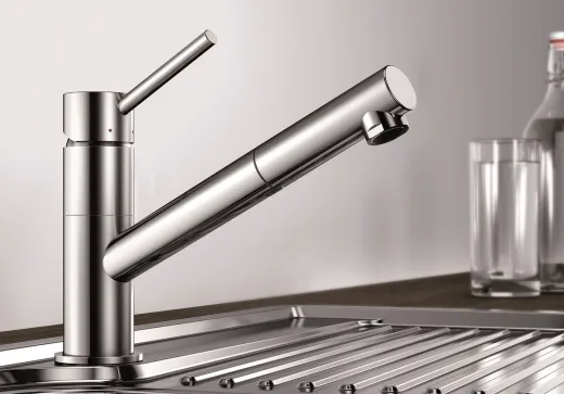 BLANCO Kchenarmatur Kano-S Chrom Einhebelmischer / Spltischarmatur mit Zugauslauf 120 schwenkbarer Auslauf