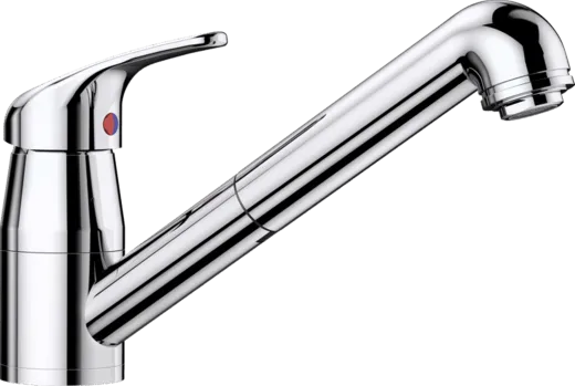 BLANCO K�chenarmatur Daras-S-F Chrom Einhebelmischer mit Zugauslauf 80� schwenkbarer Auslauf Vorfenstermontage