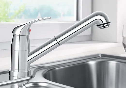 BLANCO K�chenarmatur Daras-S-F Chrom Einhebelmischer mit Zugauslauf 80� schwenkbarer Auslauf Vorfenstermontage