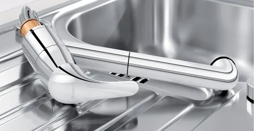 BLANCO K�chenarmatur Daras-S-F Chrom Einhebelmischer mit Zugauslauf 80� schwenkbarer Auslauf Vorfenstermontage