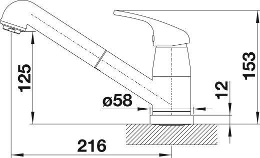 BLANCO K�chenarmatur Daras-S-F Chrom Einhebelmischer mit Zugauslauf 80� schwenkbarer Auslauf Vorfenstermontage
