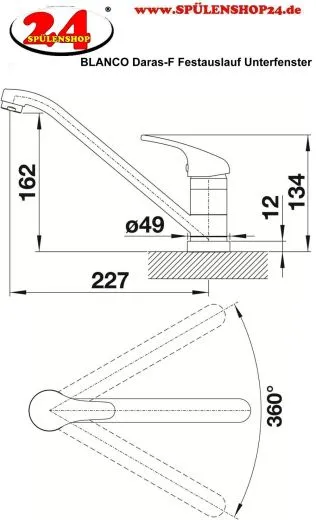 BLANCO K�chenarmatur Daras-F Chrom Einhebelmischer mit Festauslauf 360� schwenkbarer Auslauf Vorfenstermontage
