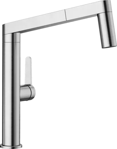 BLANCO Kchenarmatur Panera-S Edelstahl massiv Einhebelmischer / Spltischarmatur mit Zugauslauf mit Brausefunktion