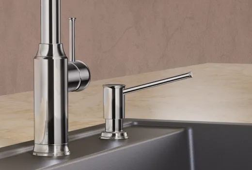 BLANCO Seifenspender Livia Chrom Splmittelspender / Dispenser bequeme Druckbettigung von oben