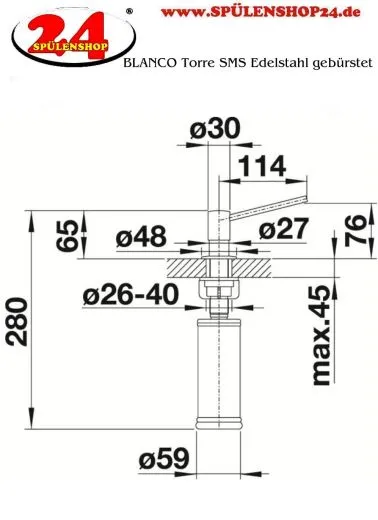 BLANCO Seifenspender Torre Edelstahl gebrstet Splmittelspender / Dispenser bequeme Druckbettigung von oben