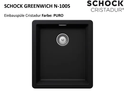 ❎ SCHOCK Kchensple Greenwich N-100S Cristadur Nano-Granitsple / Einbausple mit Drehexcenter