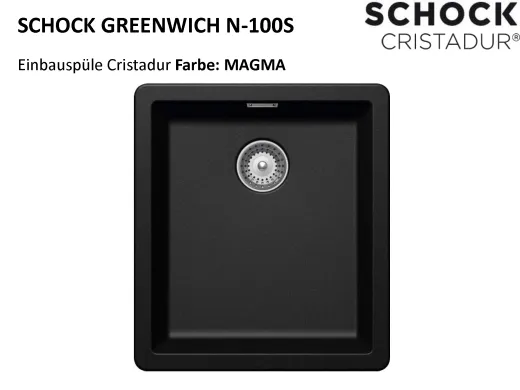 ❎ SCHOCK Kchensple Greenwich N-100S Cristadur Nano-Granitsple / Einbausple mit Drehexcenter