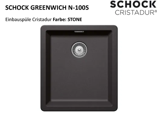 ❎ SCHOCK Kchensple Greenwich N-100S Cristadur Nano-Granitsple / Einbausple mit Drehexcenter