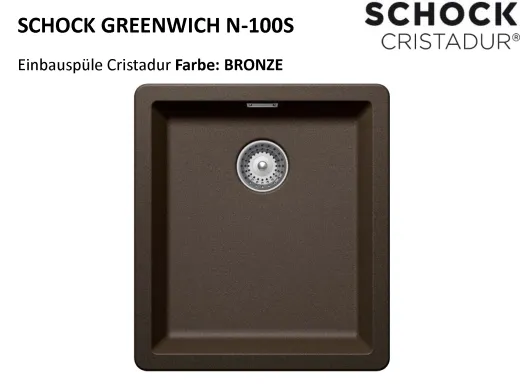 ❎ SCHOCK Kchensple Greenwich N-100S Cristadur Nano-Granitsple / Einbausple mit Drehexcenter