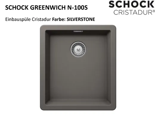 ❎ SCHOCK Kchensple Greenwich N-100S Cristadur Nano-Granitsple / Einbausple mit Drehexcenter