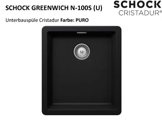 ❎ SCHOCK Kchensple Greenwich N-100S-U Cristadur Nano-Granitsple / Unterbausple mit Drehexcenter