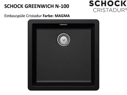 SCHOCK Kchensple Greenwich N-100 Cristadur Nano-Granitsple / Einbausple mit Drehexcenter