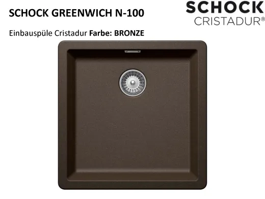 SCHOCK Kchensple Greenwich N-100 Cristadur Nano-Granitsple / Einbausple mit Drehexcenter