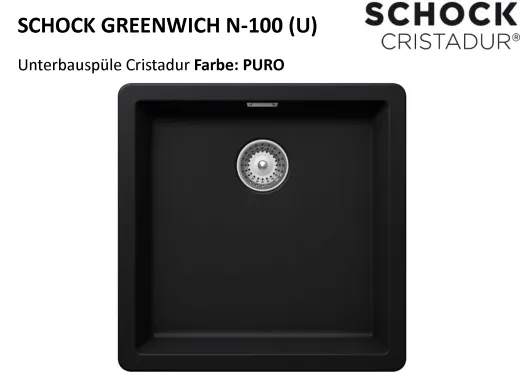 SCHOCK Kchensple Greenwich N-100-U Cristadur Nano-Granitsple / Unterbausple mit Drehexcenter