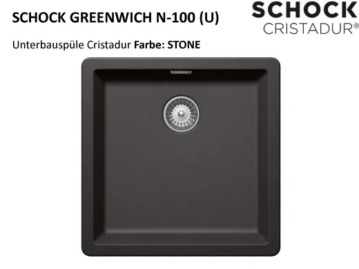 SCHOCK Kchensple Greenwich N-100-U Cristadur Nano-Granitsple / Unterbausple mit Drehexcenter