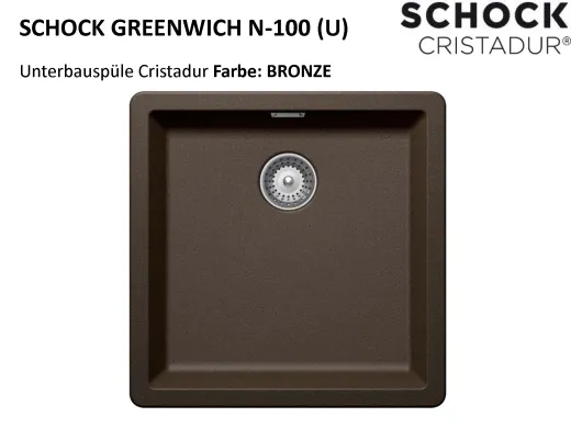 SCHOCK Kchensple Greenwich N-100-U Cristadur Nano-Granitsple / Unterbausple mit Drehexcenter