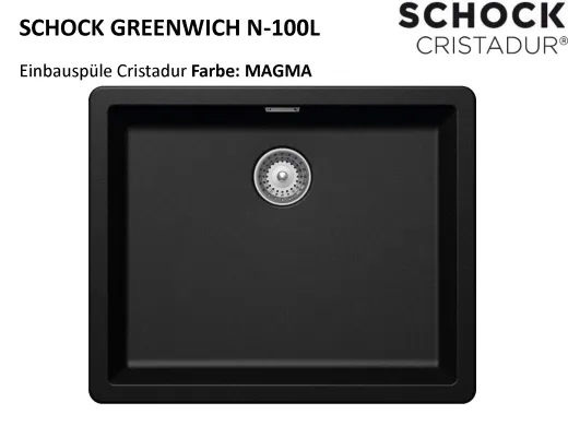❎ SCHOCK Kchensple Greenwich N-100L Cristadur Nano-Granitsple / Einbausple mit Drehexcenter