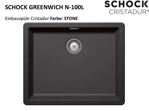 ❎ SCHOCK Kchensple Greenwich N-100L Cristadur Nano-Granitsple / Einbausple mit Drehexcenter