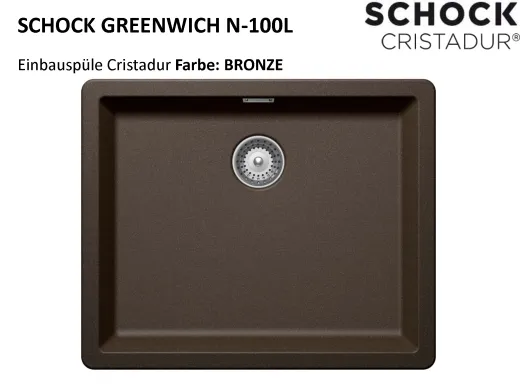 ❎ SCHOCK Kchensple Greenwich N-100L Cristadur Nano-Granitsple / Einbausple mit Drehexcenter