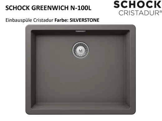❎ SCHOCK Kchensple Greenwich N-100L Cristadur Nano-Granitsple / Einbausple mit Drehexcenter