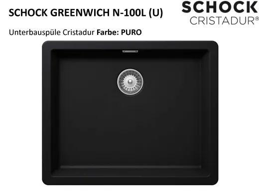 ❎ SCHOCK Kchensple Greenwich N-100L-U Cristadur Nano-Granitsple / Unterbausple mit Drehexcenter
