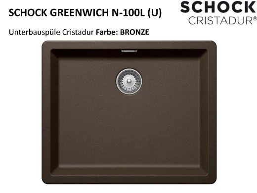 ❎ SCHOCK Kchensple Greenwich N-100L-U Cristadur Nano-Granitsple / Unterbausple mit Drehexcenter