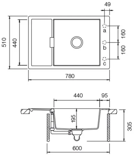 ❎*SCHOCK Kchensple Mono D-100XS Cristadur Nano-Granitsple / Einbausple mit Drehexcenter