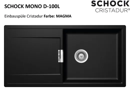 SCHOCK Kchensple Mono D-100L Cristadur Nano-Granitsple / Einbausple mit Drehexcenter