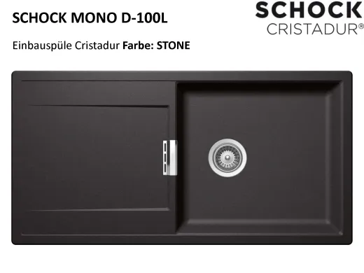 SCHOCK Kchensple Mono D-100L Cristadur Nano-Granitsple / Einbausple mit Drehexcenter
