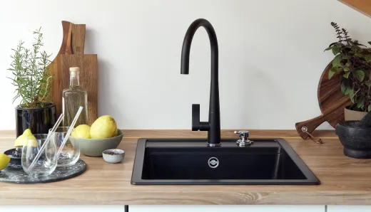 SCHOCK Kchensple Mono N-100S Cristadur Nano-Granitsple / Einbausple mit Drehexcenter