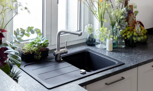 SCHOCK Kchensple Formhaus D-100S Cristalite Granitsple / Einbausple Basic Line mit Drehexcenter