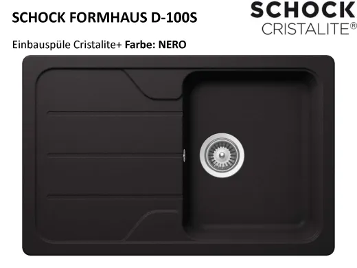 SCHOCK Kchensple Formhaus D-100S Cristalite Granitsple / Einbausple Basic Line mit Drehexcenter