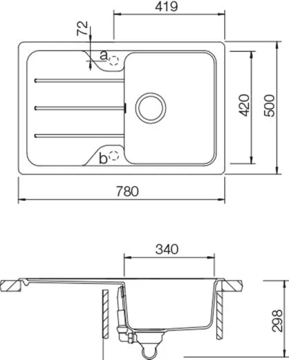 SCHOCK Kchensple Formhaus D-100S Cristalite Granitsple / Einbausple Basic Line mit Drehexcenter