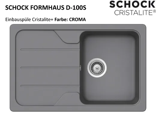 SCHOCK Kchensple Formhaus D-100S Cristalite Granitsple / Einbausple Basic Line mit Drehexcenter