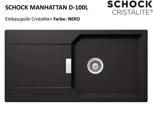 SCHOCK Kchensple Manhattan D-100L Cristalite Granitsple / Einbausple Basic Line mit Drehexcenter