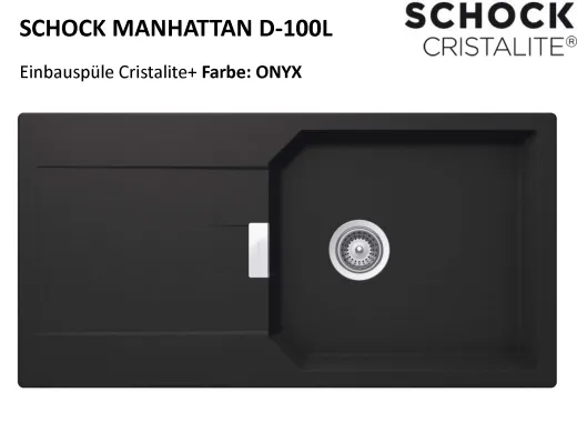 SCHOCK Kchensple Manhattan D-100L Cristalite Granitsple / Einbausple Basic Line mit Drehexcenter