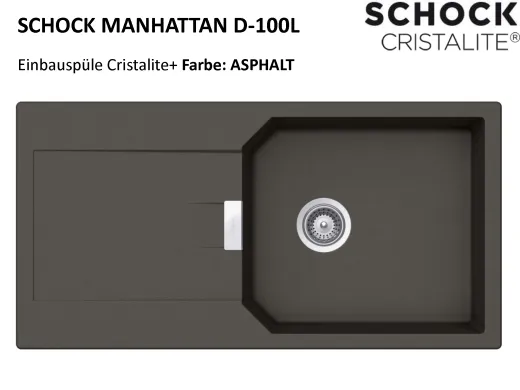 SCHOCK Kchensple Manhattan D-100L Cristalite Granitsple / Einbausple Basic Line mit Drehexcenter