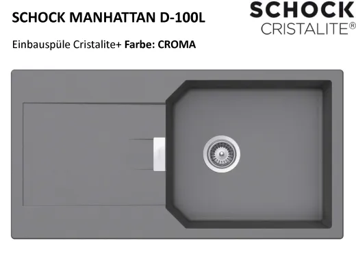 SCHOCK Kchensple Manhattan D-100L Cristalite Granitsple / Einbausple Basic Line mit Drehexcenter