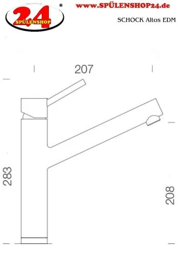 SCHOCK Kchenarmatur Altos EDM Einhebelmischer Edelstahl massiv mit Festauslauf 360 schwenkbarer Auslauf