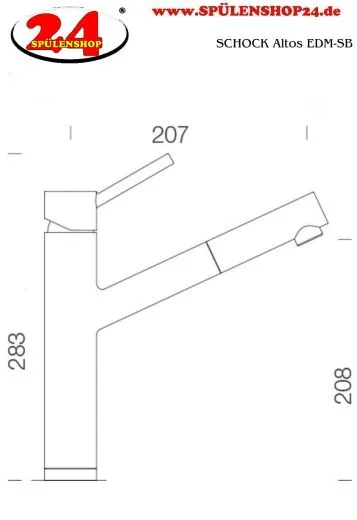 SCHOCK Kchenarmatur Altos EDM-SB Einhebelmischer Edelstahl massiv mit Zugauslauf 120 schwenkbarer Auslauf