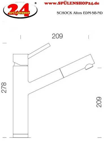 ✅ SCHOCK Kchenarmatur Altos EDM-SB Einhebelmischer Niederdruck Edelstahl massiv mit Zugauslauf 120 schwenkbar