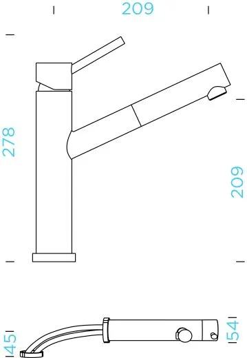 SCHOCK Kchenarmatur Altos-W EDM Einhebelmischer Edelstahl massiv mit Zugauslauf Vorfenstermontage